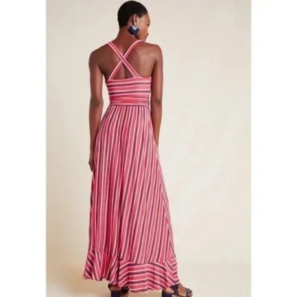Anthropologie Maeve Gabriela Ruffled Midi Maxi Dress Sundress Barbie Sun Summer - Picture 3 of 15